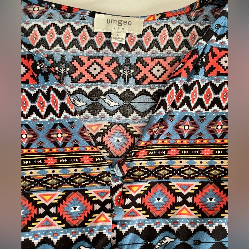 Umgee Boho Babydoll Patterned Festival Dress L - Picture 4 of 7